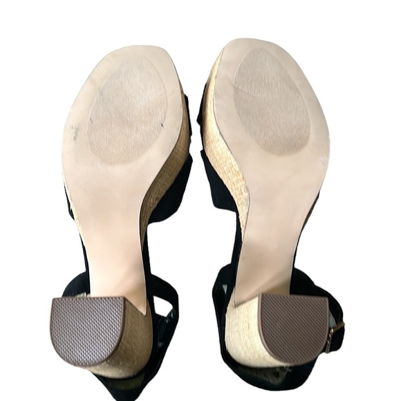 NEW JustFab Tina Crossover Black Raffia Faux Suede Chunky Platform Sandals - 8 - Picture 13 of 16